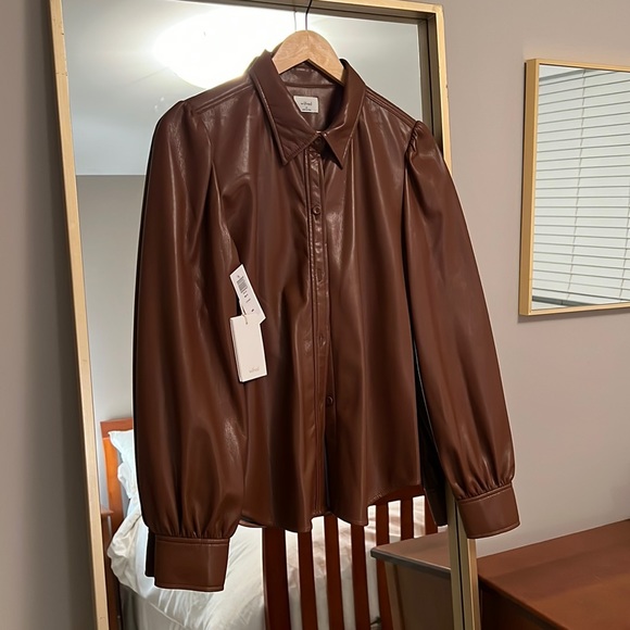 Aritzia “Mila” blouse, vegan leather, NWT. - Picture 1 of 1
